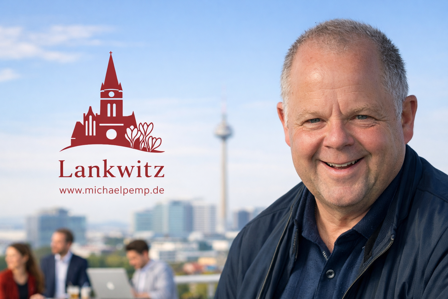 MP freundlich vor urbaner Kulisse